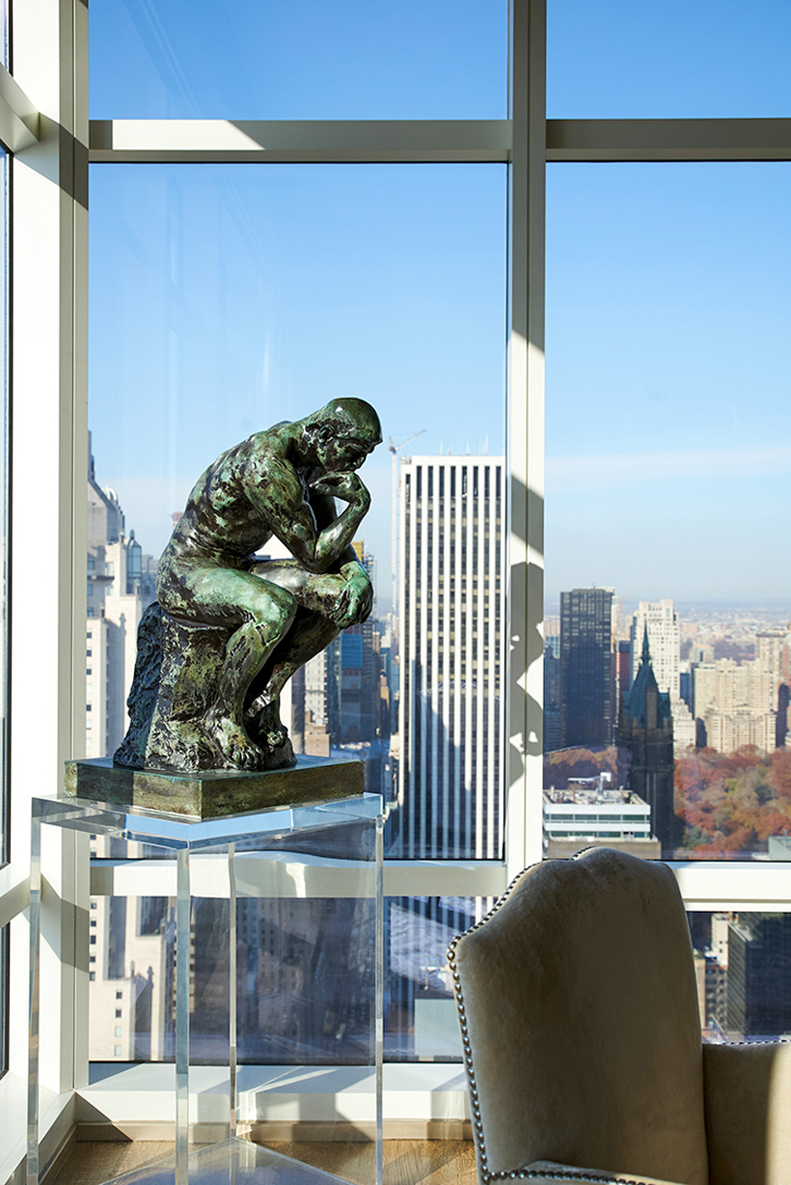 Custom designed pedestal by Ellsley Design for bronze sculpture.  